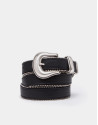 Black leather belt with studs
