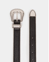 Black leather belt with studs