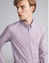 Burgundy floral print sport shirt