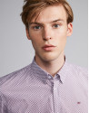 Burgundy floral print sport shirt