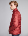 Burgundy tech ski jacket with details on zippers