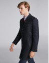 Blue coat with three buttons