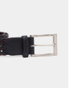 Brown/navy blue two color braided belt