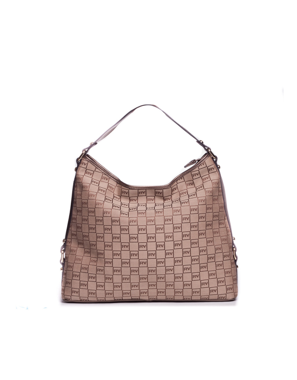 LAURA Hobo:  en jaquard RV y piel en bronce
