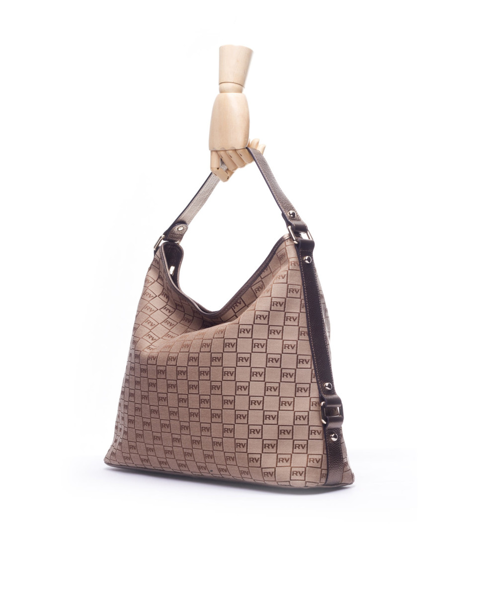LAURA Hobo:  en jaquard RV y piel en bronce