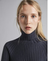 Navy blue ribbed knit dress