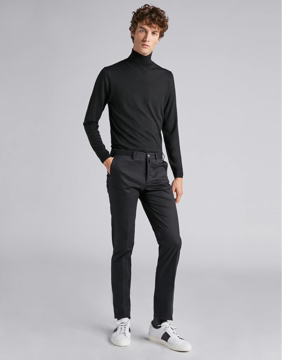 Black cotton chinos