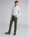 Khaki green pants with five pockets