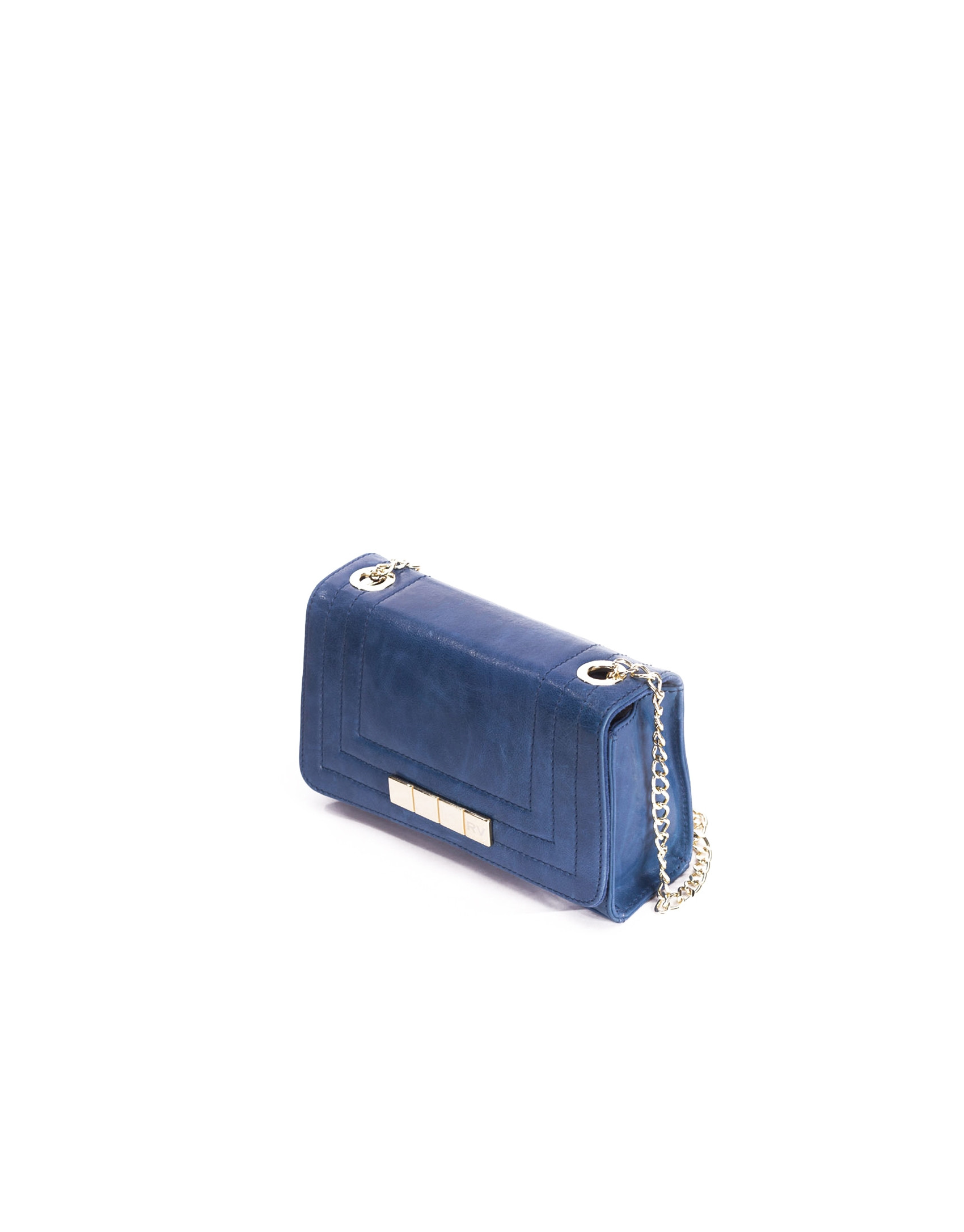 SAMBA AZUL: Distressed leather bag with flap