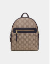 Blue leather Nora backpack with logos
