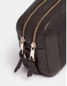 Brown leather and split leather Louvre shoulder bag