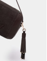 Brown leather and split leather Louvre shoulder bag