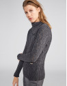 Marengo grey openwork sweater with asymmetric collar