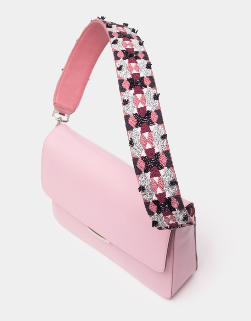 Pink Joyce bag with embroidered handle