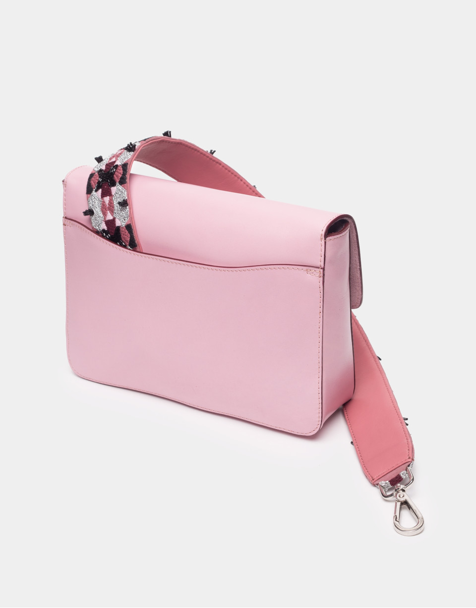 Pink Joyce bag with embroidered handle