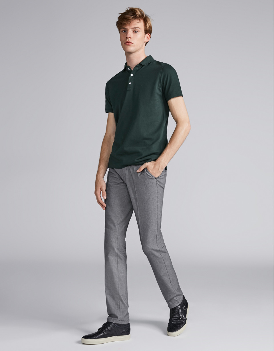 Dark green piqué polo