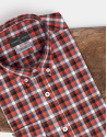 Burnt orange and gray checked sport shirt