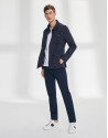 Navy blue parka with four pockets