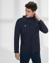 Navy blue parka with four pockets