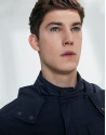 Navy blue parka with four pockets