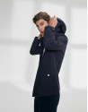 Navy blue parka with four pockets