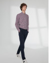 Navy blue and red Vichy checked sports shirt