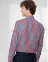 Navy blue and red Vichy checked sports shirt