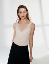 Camel top with lace