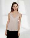 Camel top with lace