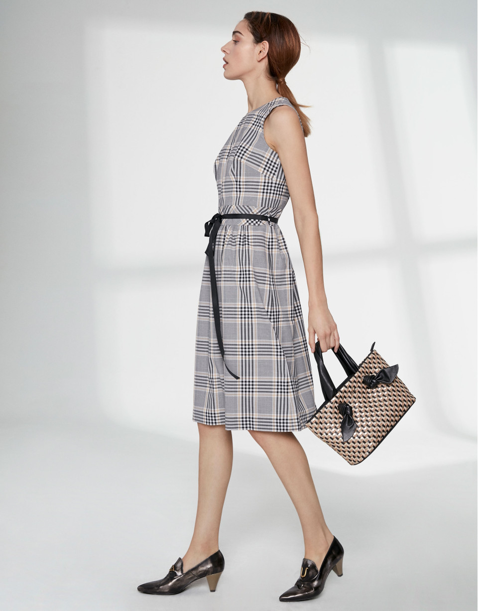 Checked flowing midi dress