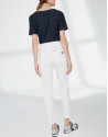 Beige cigarette pants with embroidered pocket
