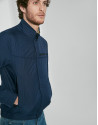 Navy blue and yellow reversible windbreaker