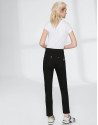 Black cigarette pants with embroidered pocket
