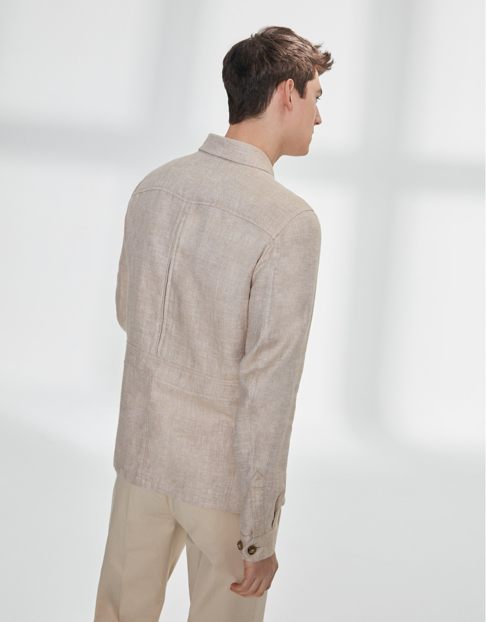 Sandy-colored linen Safari jacket