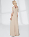 Long, draping, sandy-colored dress 