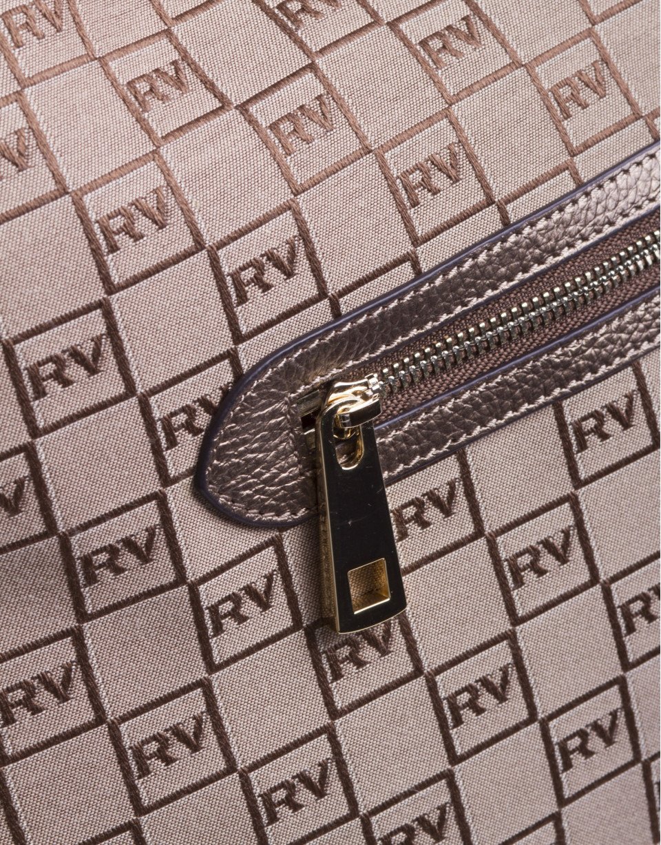 LAURA Hobo: en jaquard RV y piel en bronce