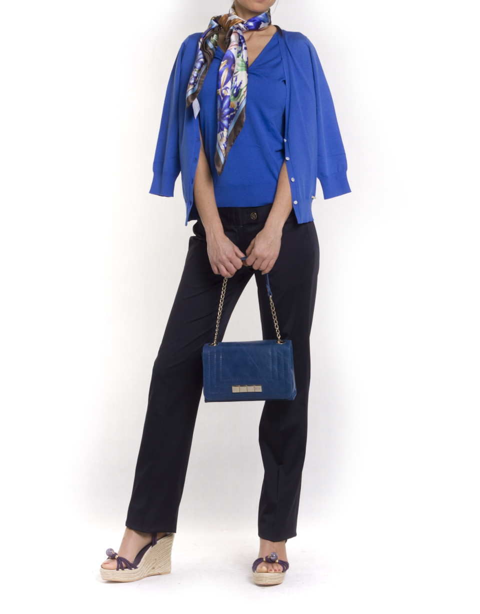 SAMBA AZUL: Distressed leather bag with flap