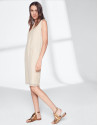 Sandy-colored asymmetric midi cape dress 