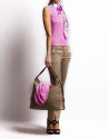 LAURA Hobo: en jaquard RV y piel en bronce