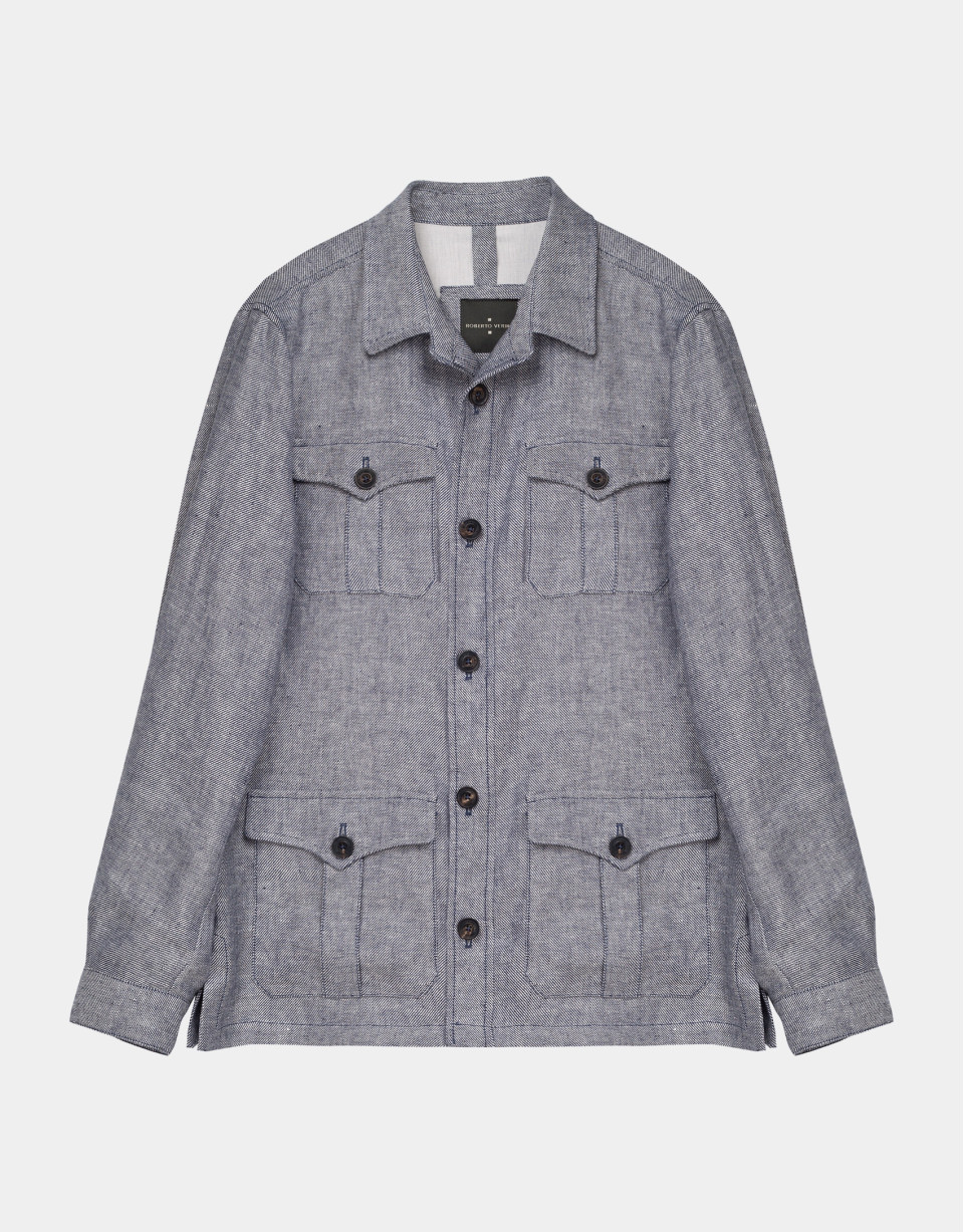 Light blue colored linen Safari jacket