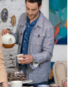 Light blue colored linen Safari jacket