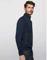 Navy blue suede and knit jacket