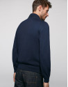 Navy blue suede and knit jacket
