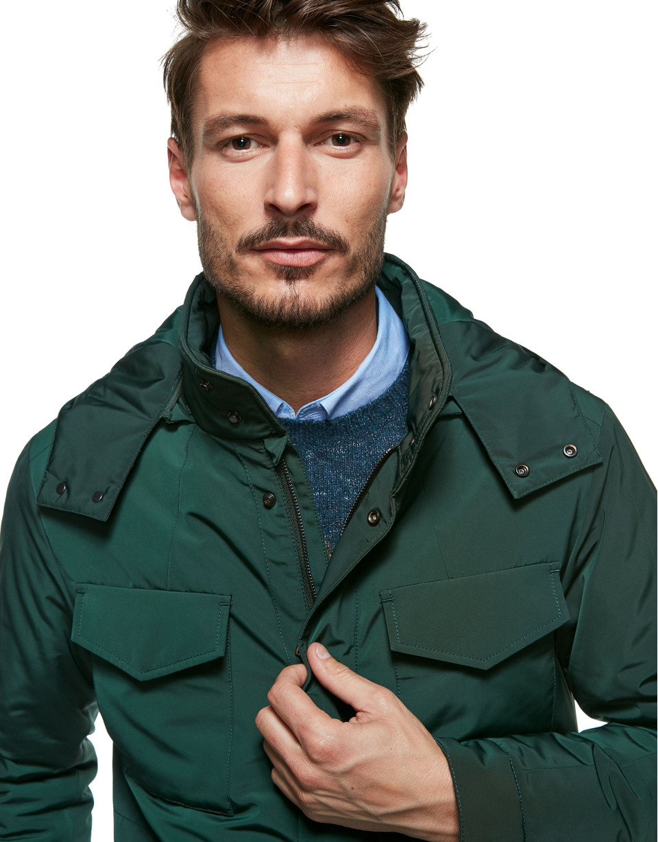 Khaki tech fabric parka