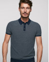 Polo algodón high twist marino/crudo