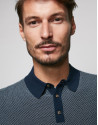 Polo algodón high twist marino/crudo