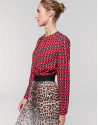 Camisa escote pliegues estampada