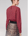 Camisa escote pliegues estampada