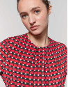 Camisa escote pliegues estampada
