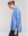 Blue stripes shirt with three-quarter sleeves